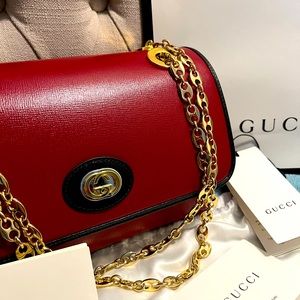 AUTHENTIC Red Gucci Marina Chain Bag is from the Spring Summer 2019 Collection